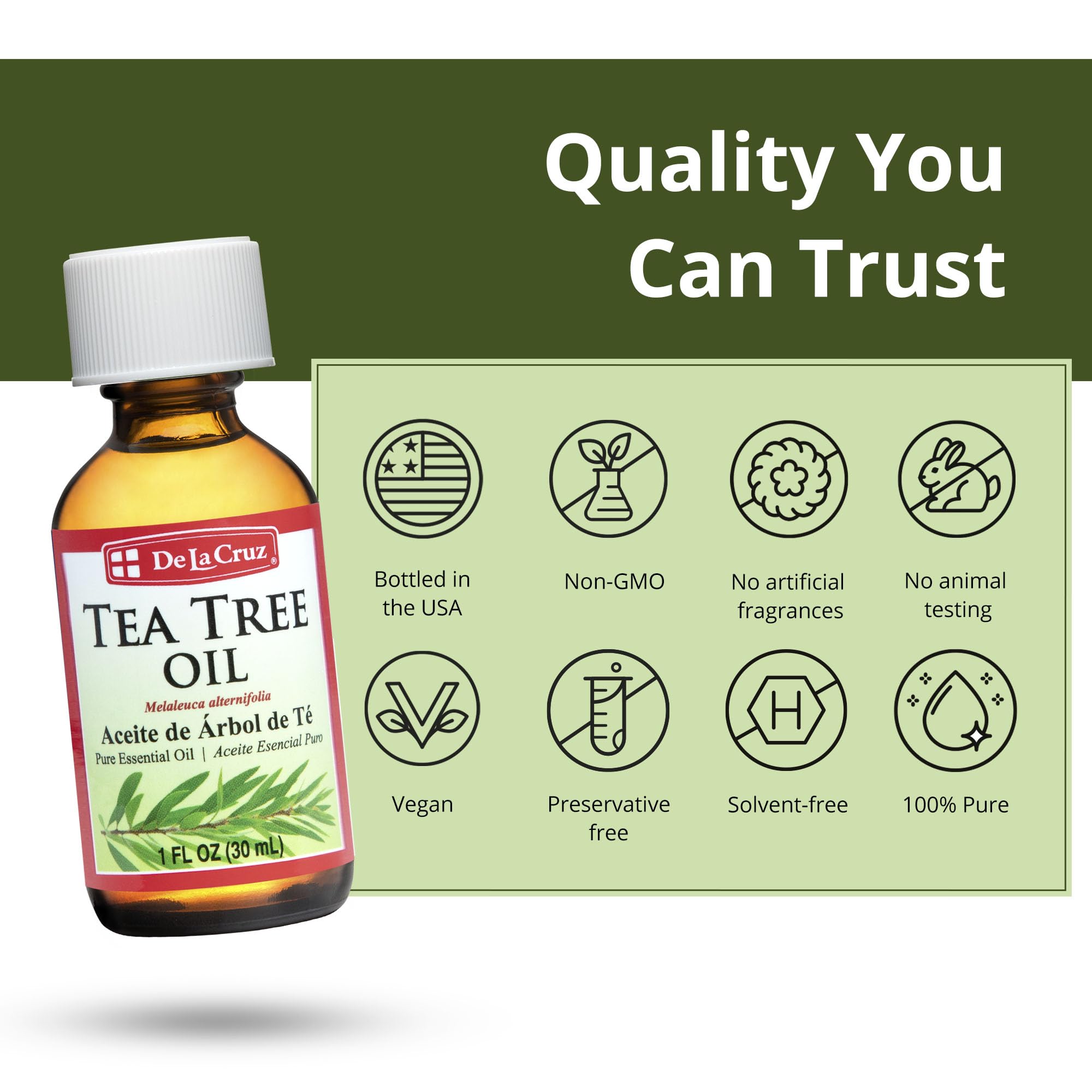 De La Cruz 100% Pure Tea Tree Essential Oil from Australia - Steam Distilled for Aromatherapy - 1 FL OZ (30 mL) - Image 5