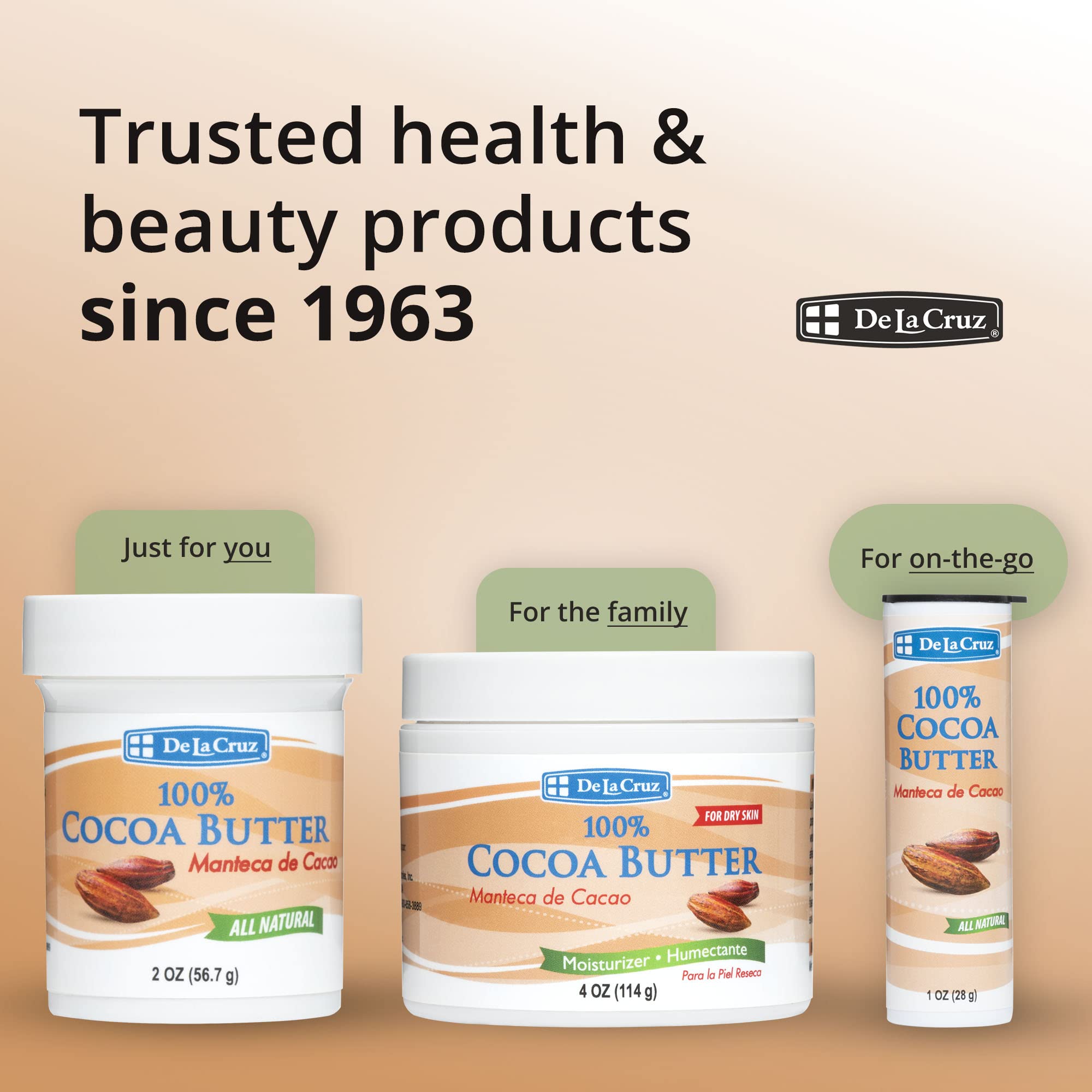 De La Cruz Cocoa Butter - 100% Pure and Natural Cocoa Butter For Dry, Rough Skin - All Natural Hydrating Moisturizer, (Jar - 1 Count, 4 Ounce) - Image 8