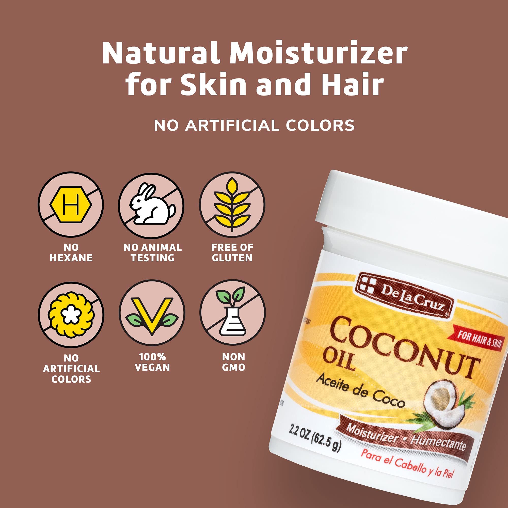 De la Cruz Coconut Oil - Expeller Pressed Coconut Oil for Skin and Hair - Natural Moisturizer for Skin and Hair - 2.2oz (6 Jars) - Image 6