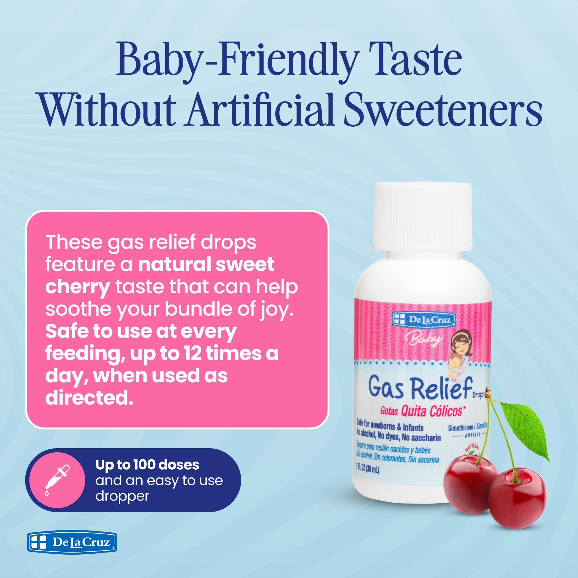 De La Cruz Gas Drops for Babies - Quita Cólicos Infant Gas Relief with Simethicone - Safe Colic Drops for Newborns 1 FL. OZ. (30 mL) - Image 3