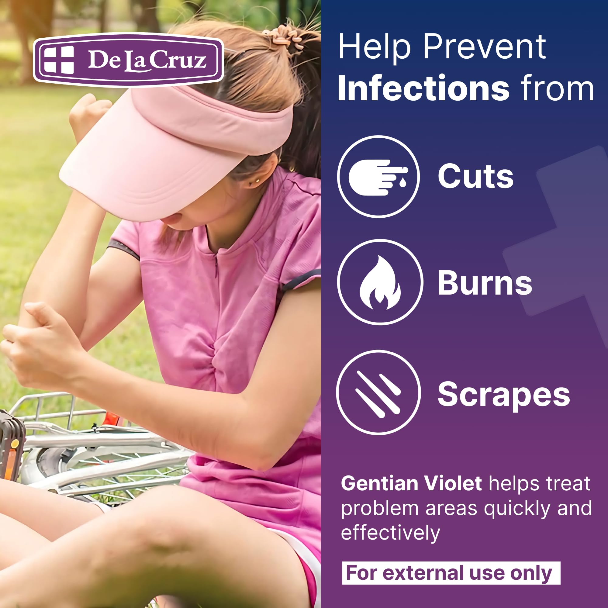 De La Cruz Gentian Violet - Violeta de Genciana - Tincture of Violet 1% First Aid Antiseptic, 1 FL OZ (2 Bottles) - Image 3