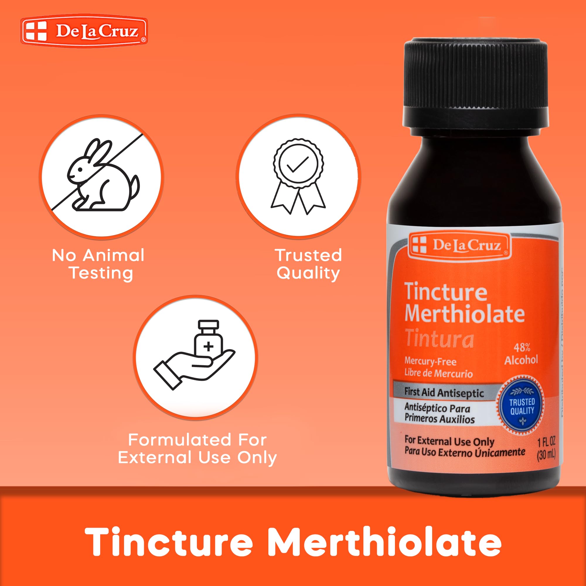 De La Cruz Merthiolate Tincture Antiseptic - First Aid for Minor Cuts, Scrapes and Burns - Mercury-Free Formula Safe for The Entire Family (6 Bottles) - Image 5
