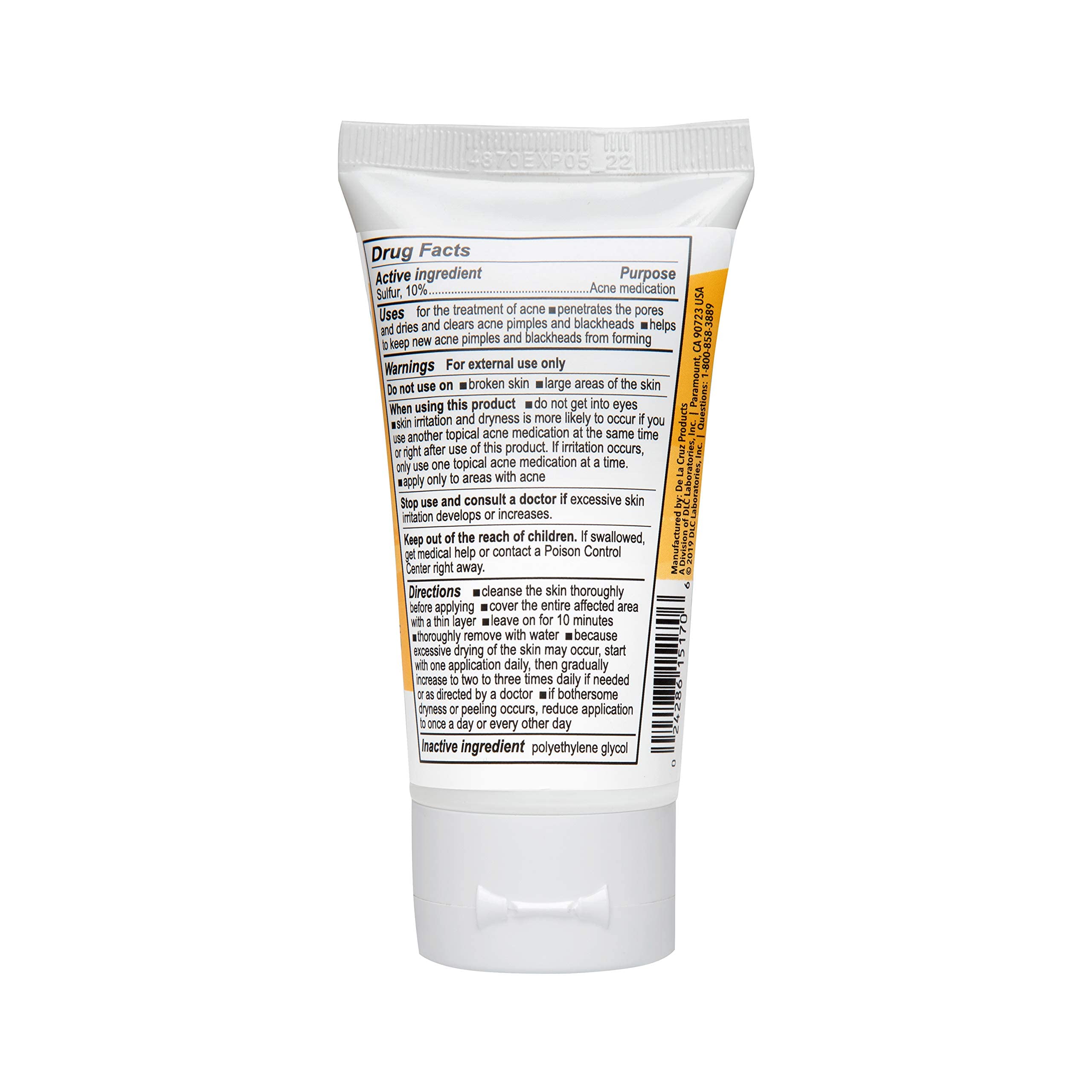De La Cruz Sulfur Ointment - Cystic Acne Treatment for Face and Body - Daily 10 Min Spot Treatment Mask - Safe and Effective Game Changing Hormonal Acne Treatment that Clears Up Pimples - 2.6 OZ Tube - Image 8