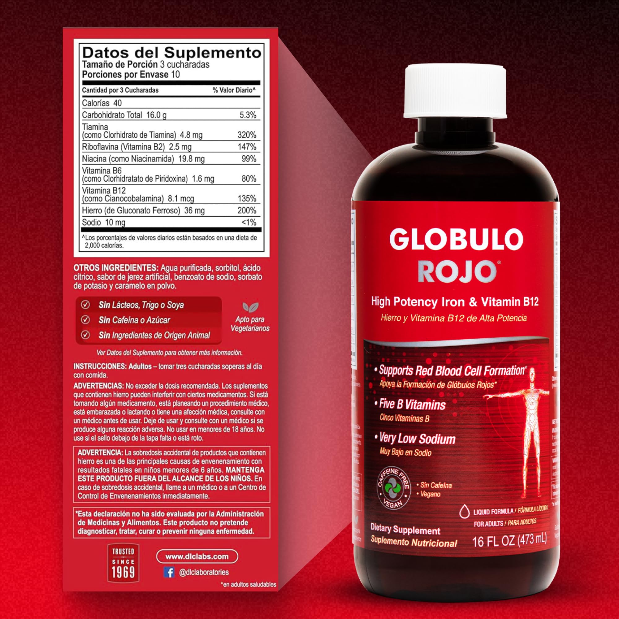 Globulo Rojo Iron Supplement - Liquid Dietary Supplement with High Potency Iron & B Vitamins (Vegan) (16 Fl Oz (Pack of 1)) - Image 5